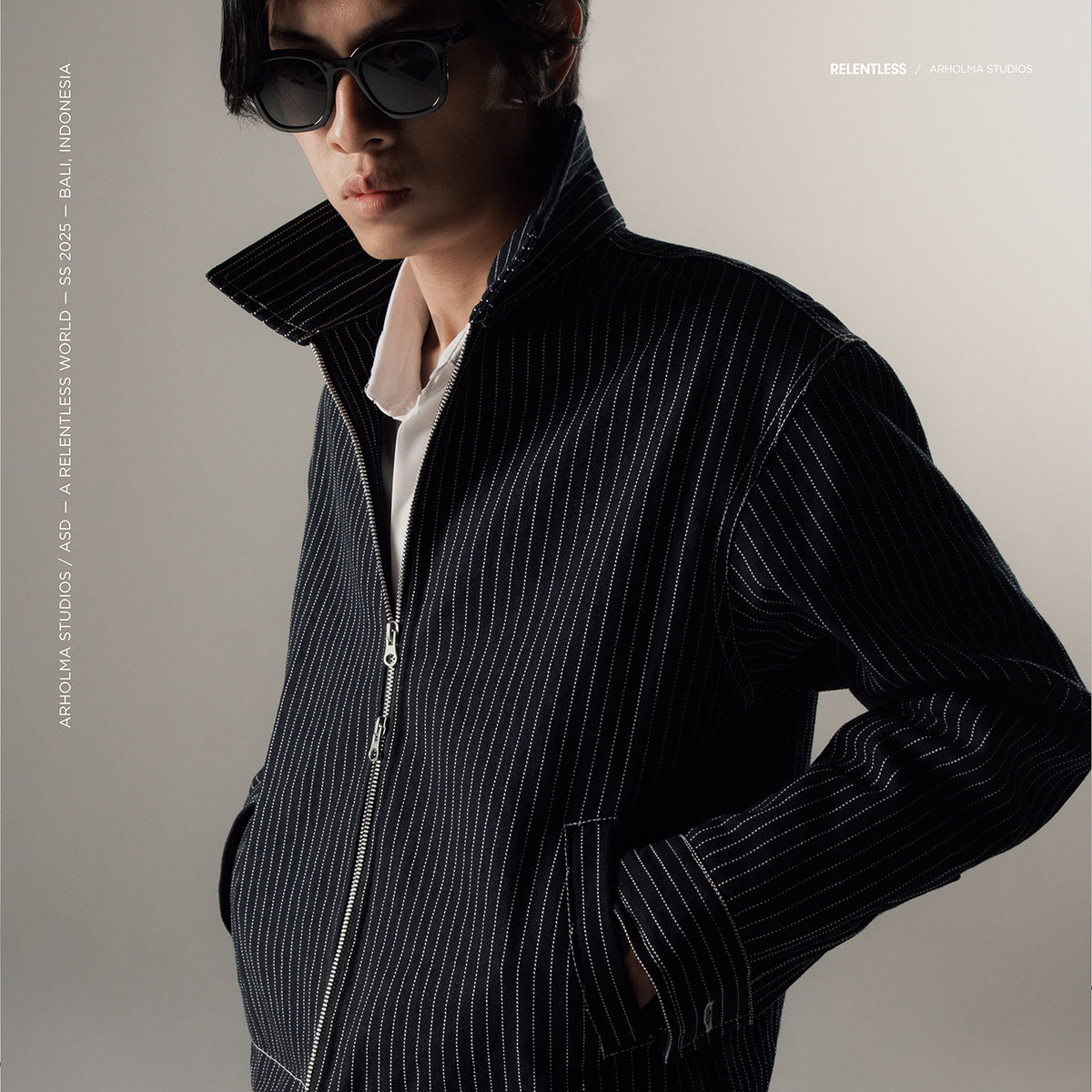 Arholma Studios -  Denim Boxy Double Zip Jacket 'Bergamo' Indigo Blue