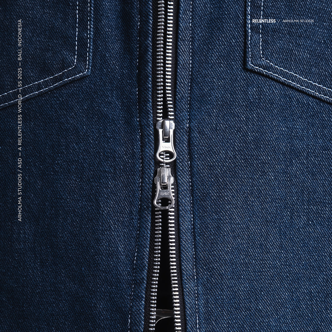 Arholma Studios -  Denim Boxy Double Zip Jacket 'Lanvin' Savage Blue
