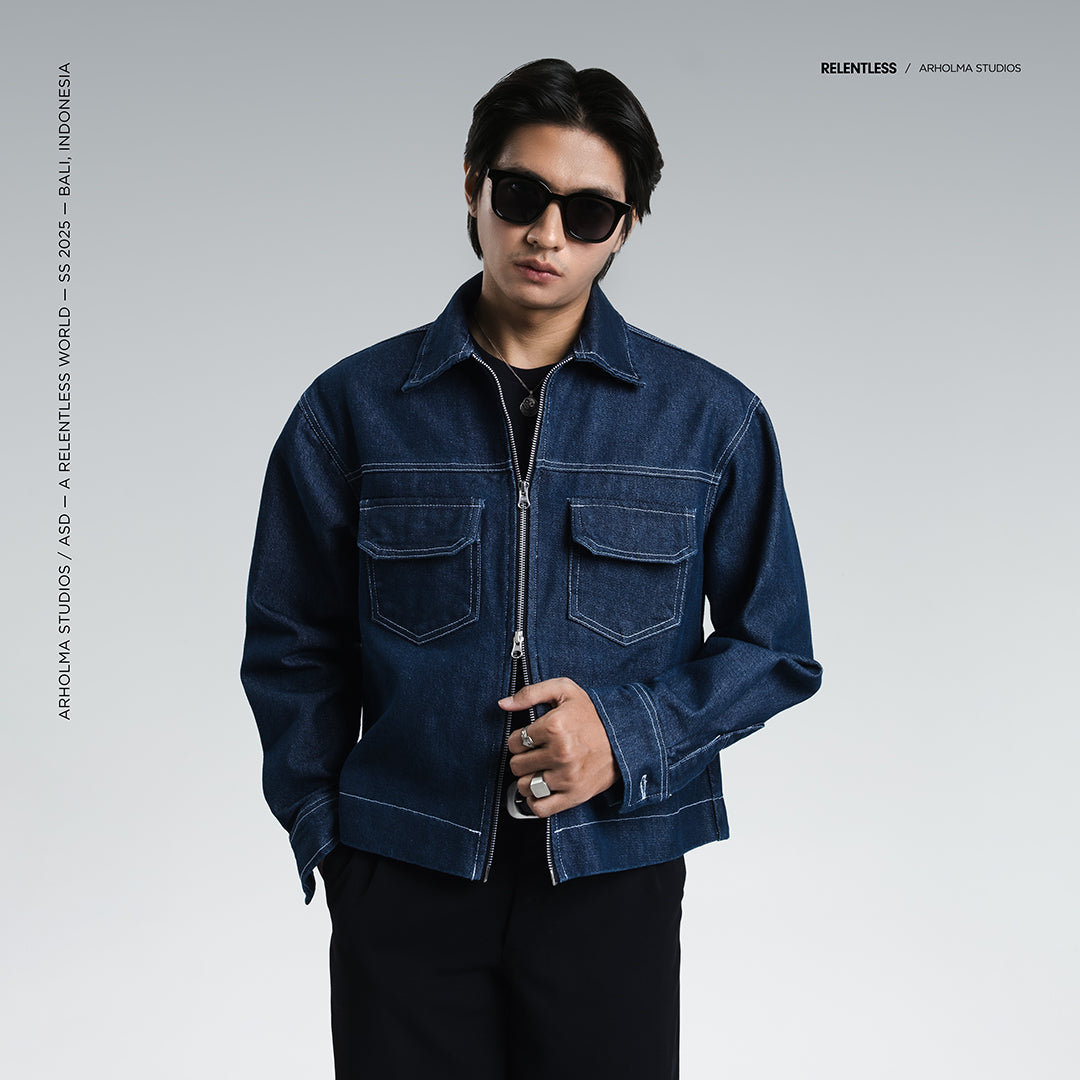 Arholma Studios -  Denim Boxy Double Zip Jacket 'Lanvin' Savage Blue