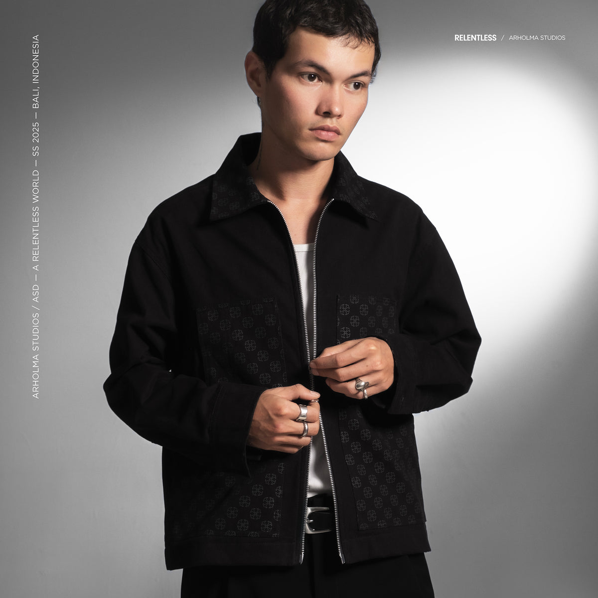 Arholma Studios -  Boxy Double Zip Jacket 'Louis' Black