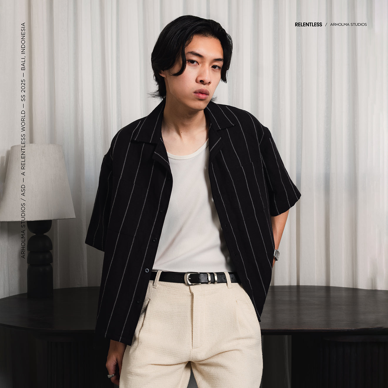 Boxy Shirt Hugos Black Striped