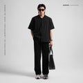 Oversized Shirt Merino Black Striped