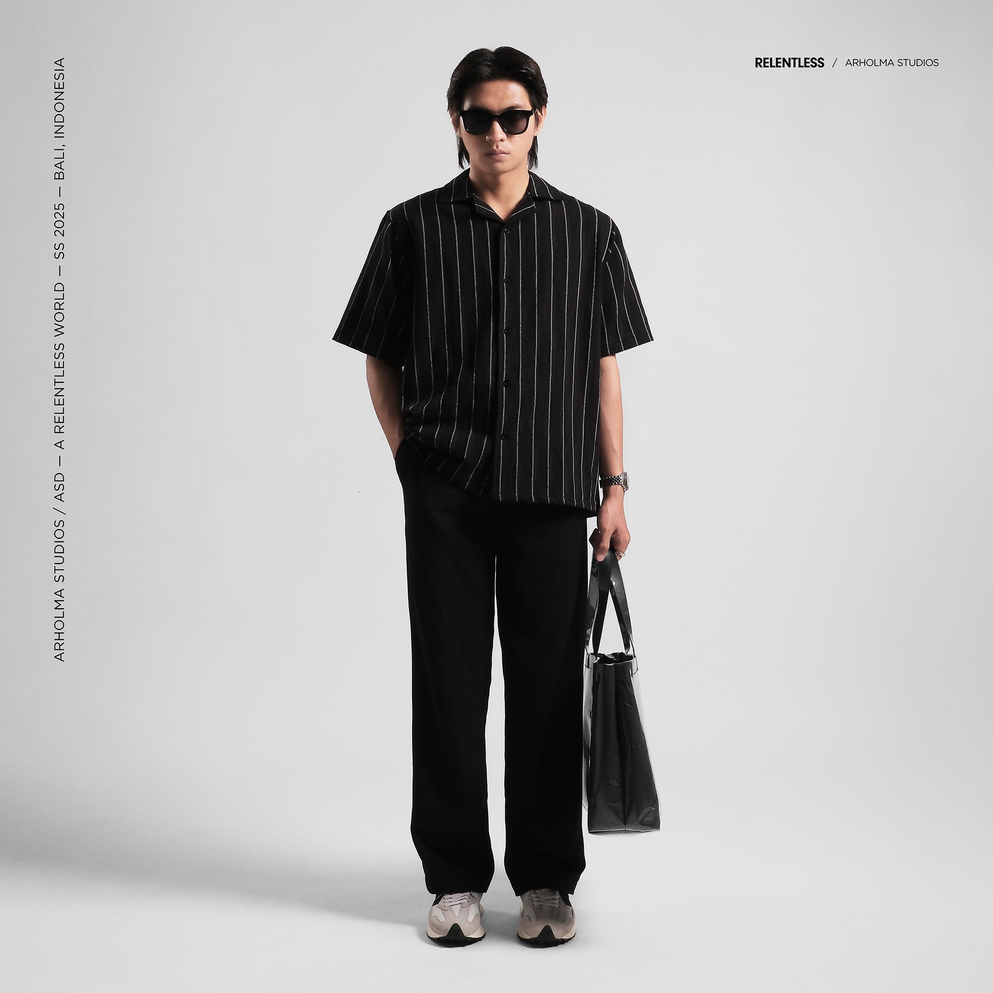 Oversized Shirt Merino Black Striped