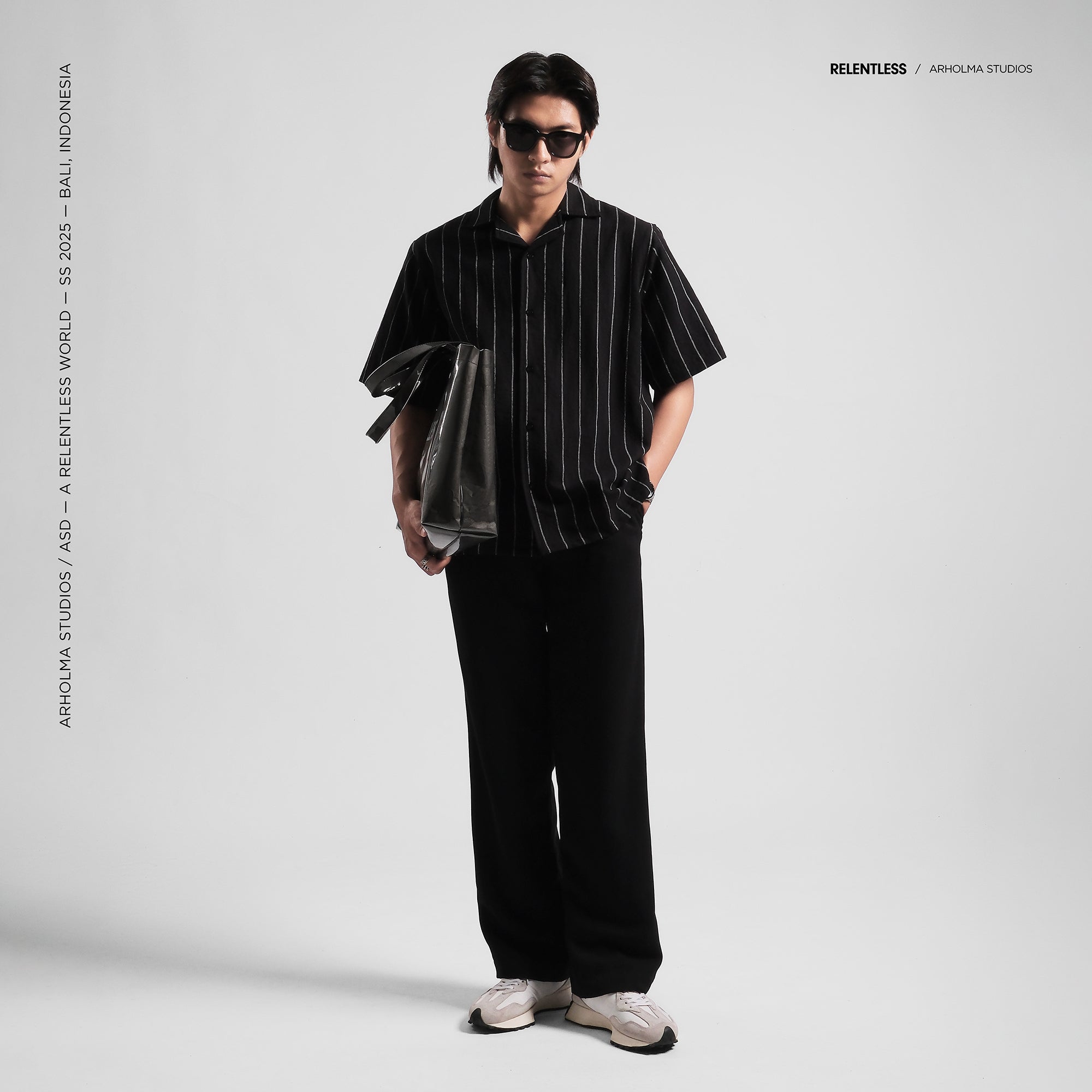 Oversized Shirt Merino Black Striped