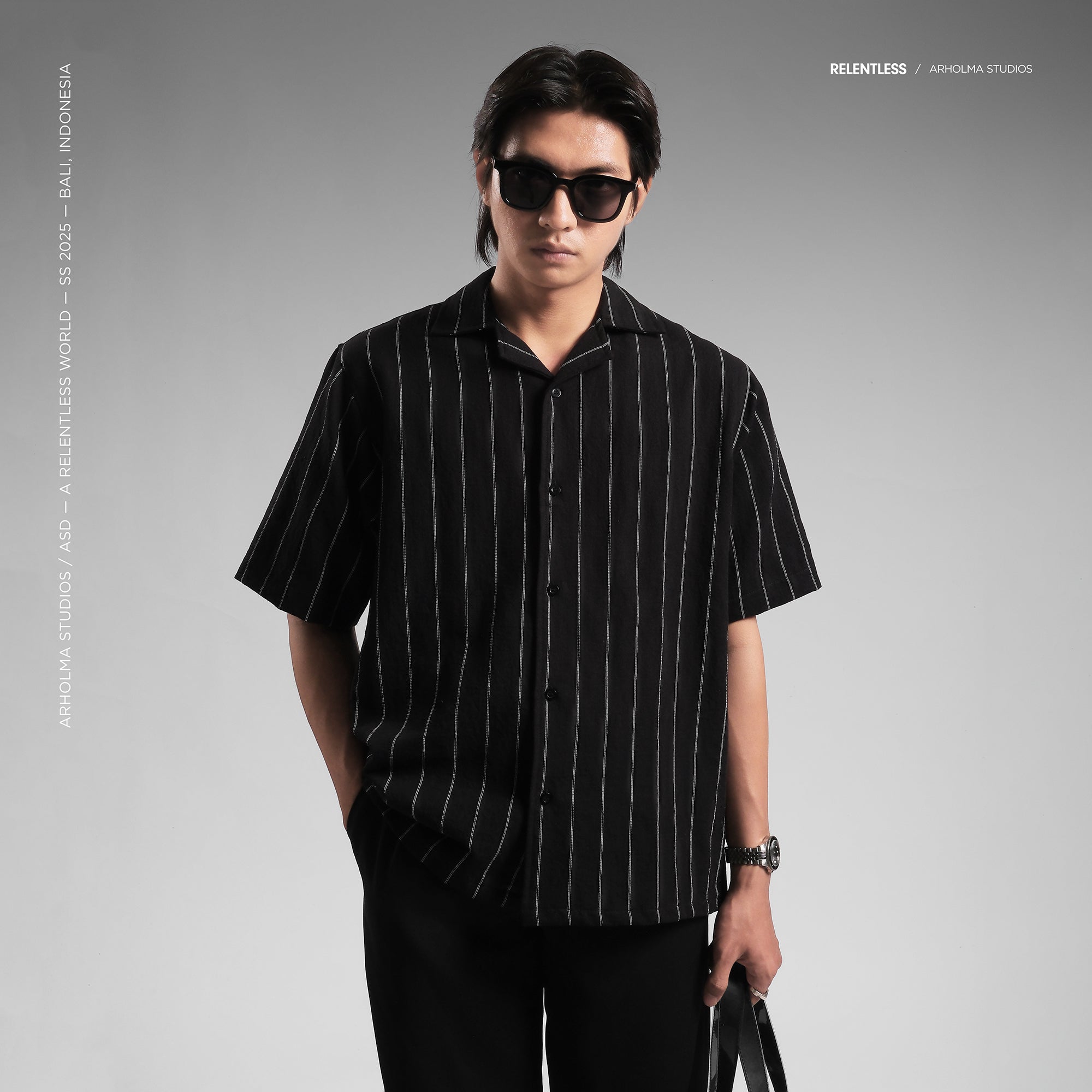 Oversized Shirt Merino Black Striped